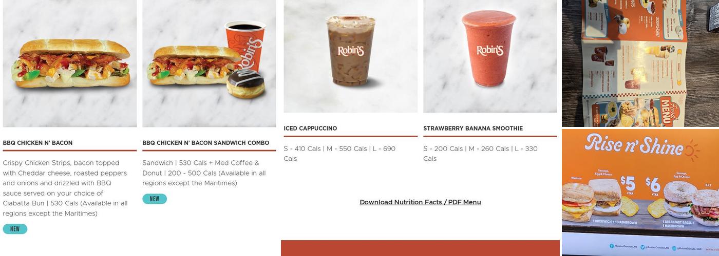 Robin's Donuts Menu