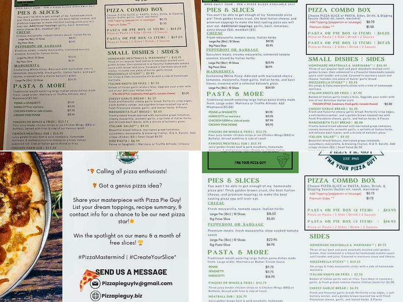 Pizza Pie Guy Menu
