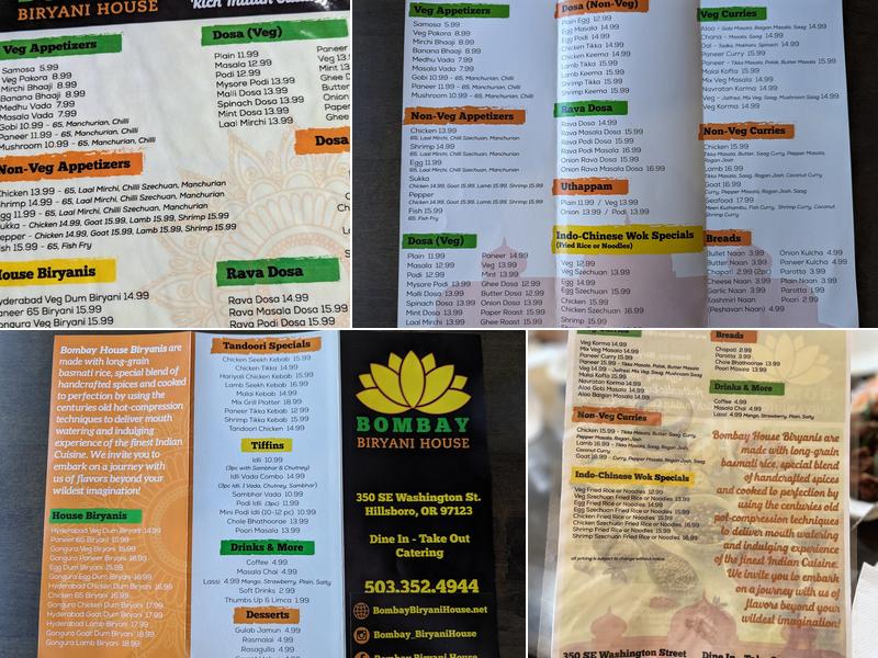 Bombay Biryani House Menu