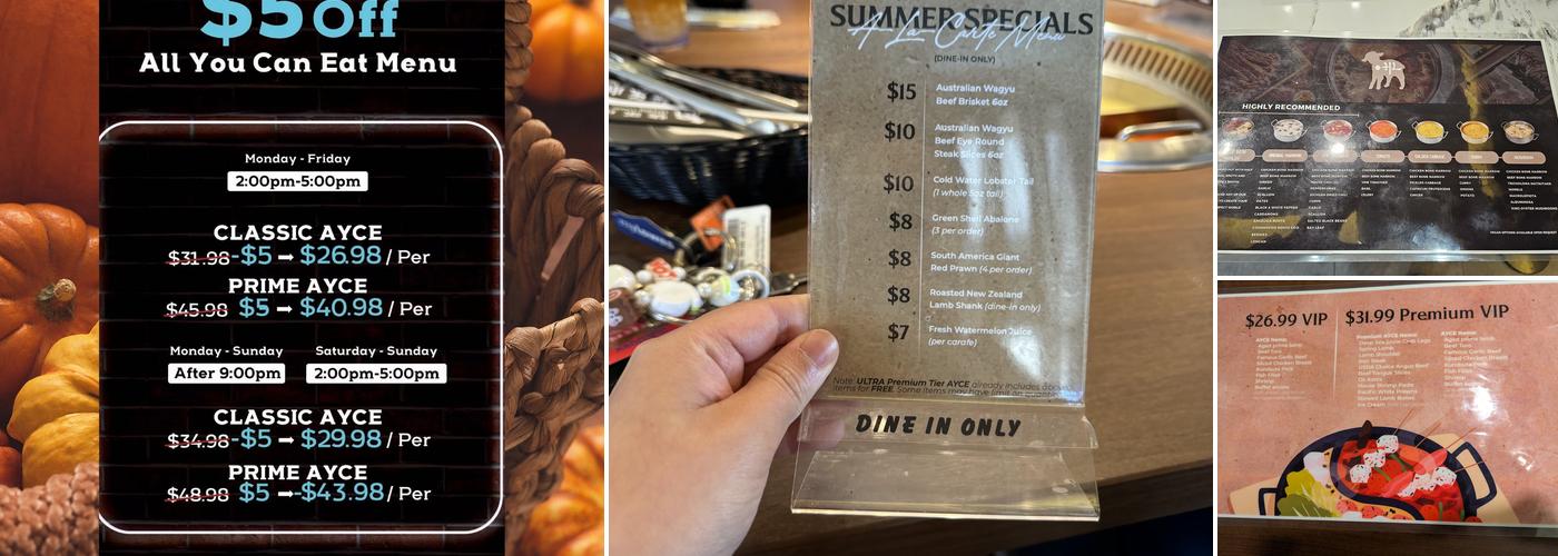 Happy Lamb Hot Pot, Murray Menu