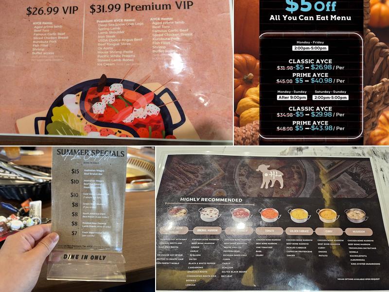 Happy Lamb Hot Pot, Murray Menu