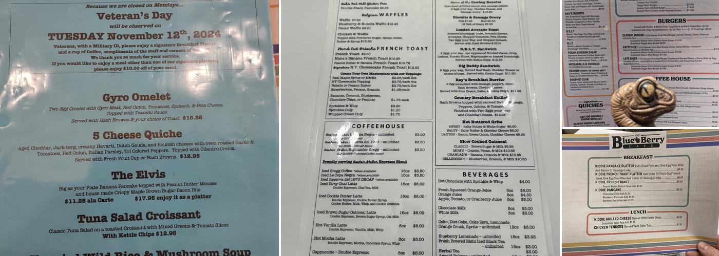 The Blue Berry Cafe Kettering Menu