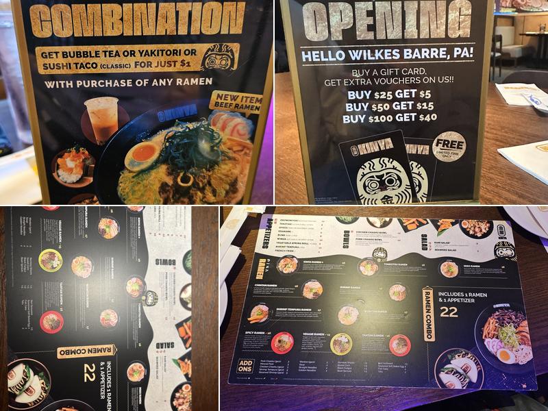 Kinya Ramen Menu