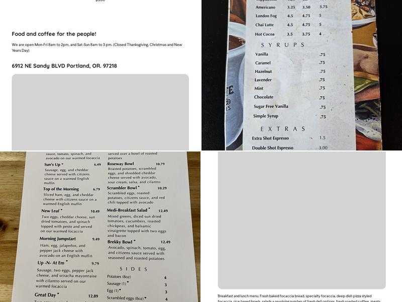 Denizens Cafe Menu
