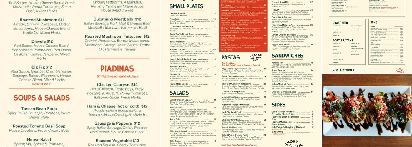 Roma Table Menu