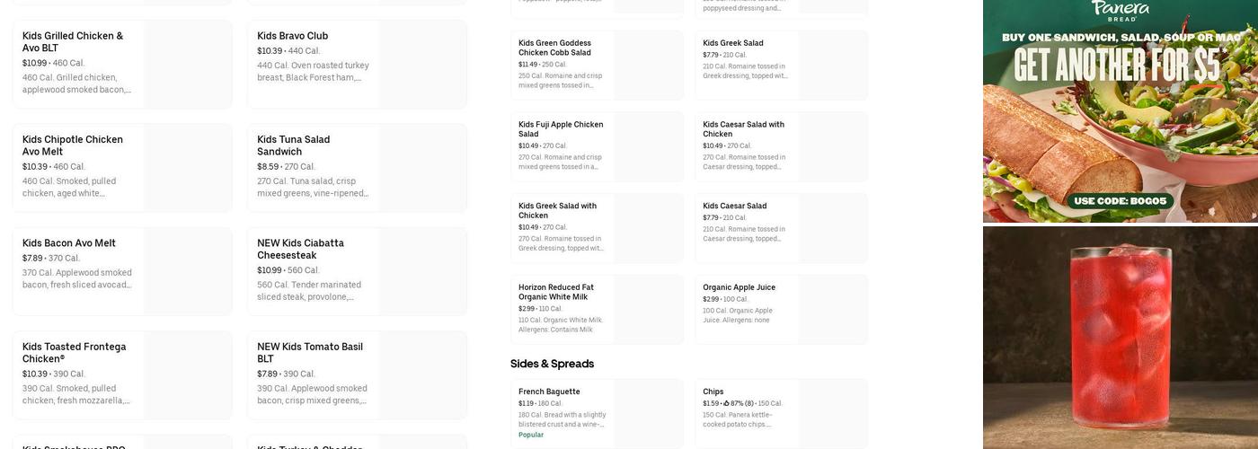 Panera Bread Menu