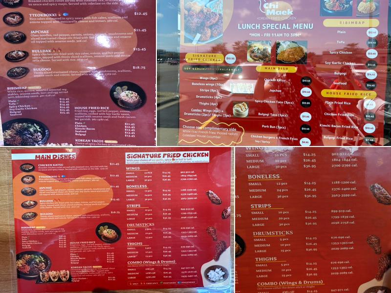 Chi Maek Korean Fried Chicken Menu