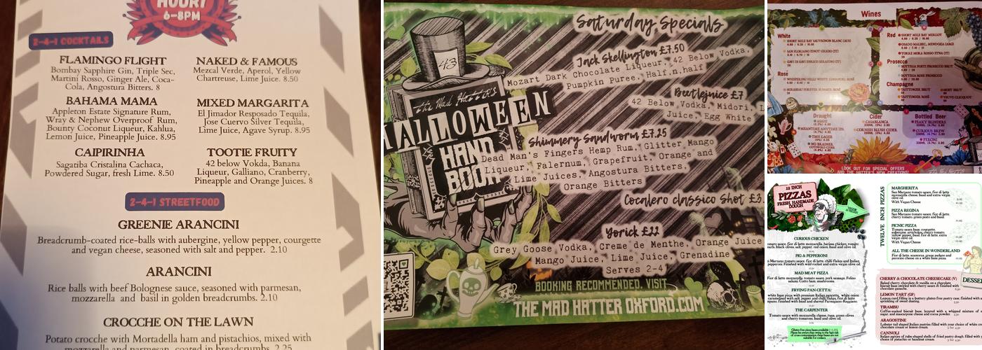 The Mad Hatter Menu