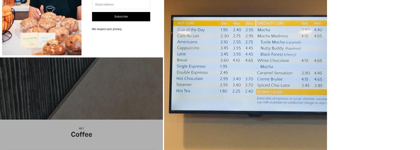 CUPS Coffee at One North Capitol Menu