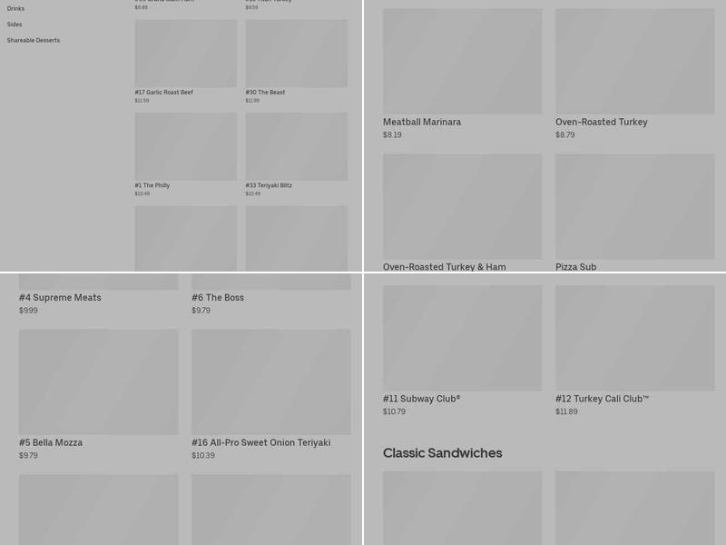 Subway Menu