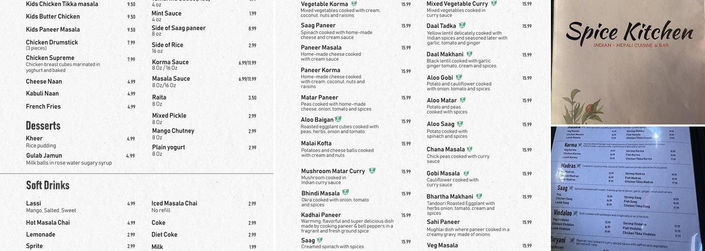 Spice Kitchen Thornton Menu