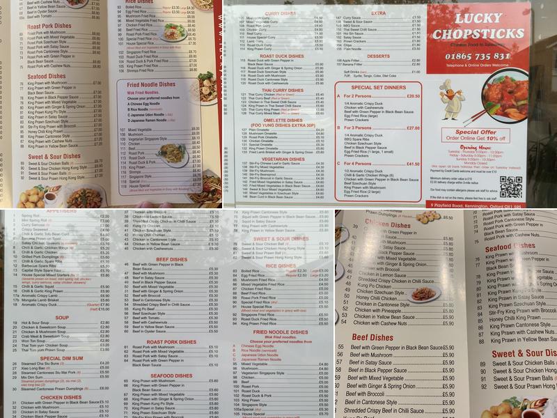 Lucky Chopsticks Takeaway Menu