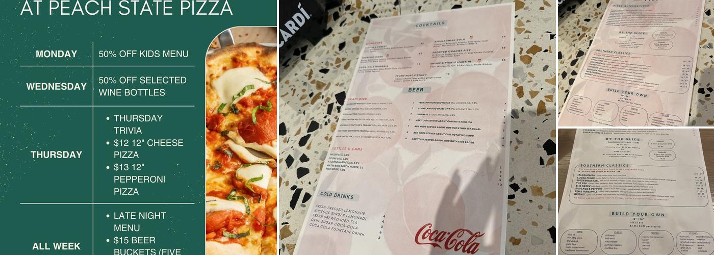 Peach State Pizza Menu
