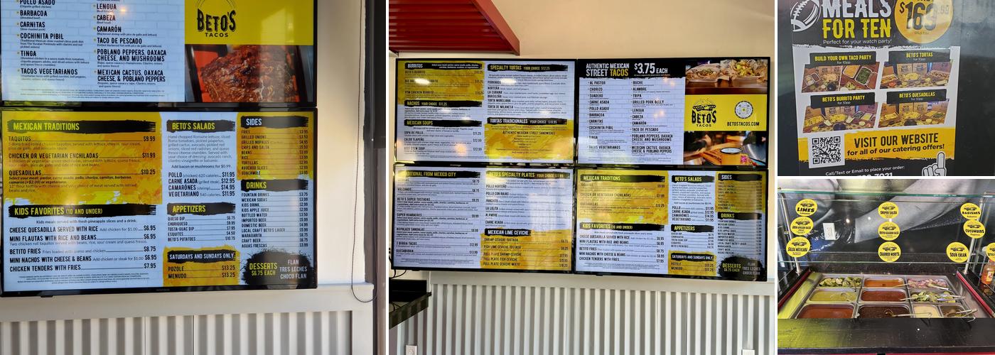 Betos Tacos Windward Menu