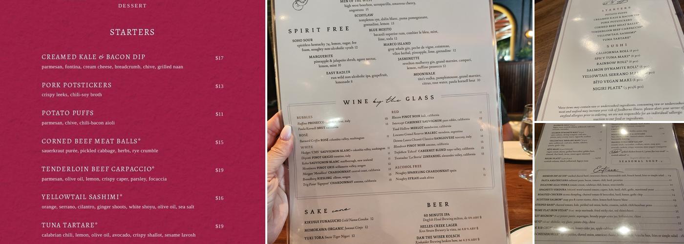 Memoir Menu