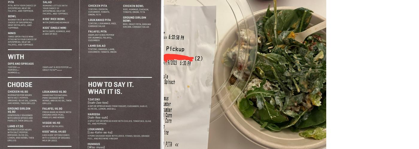 CAVA Menu