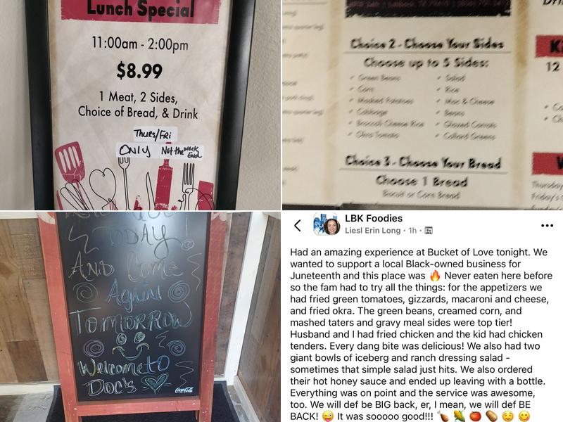Doc's Cafeteria Menu