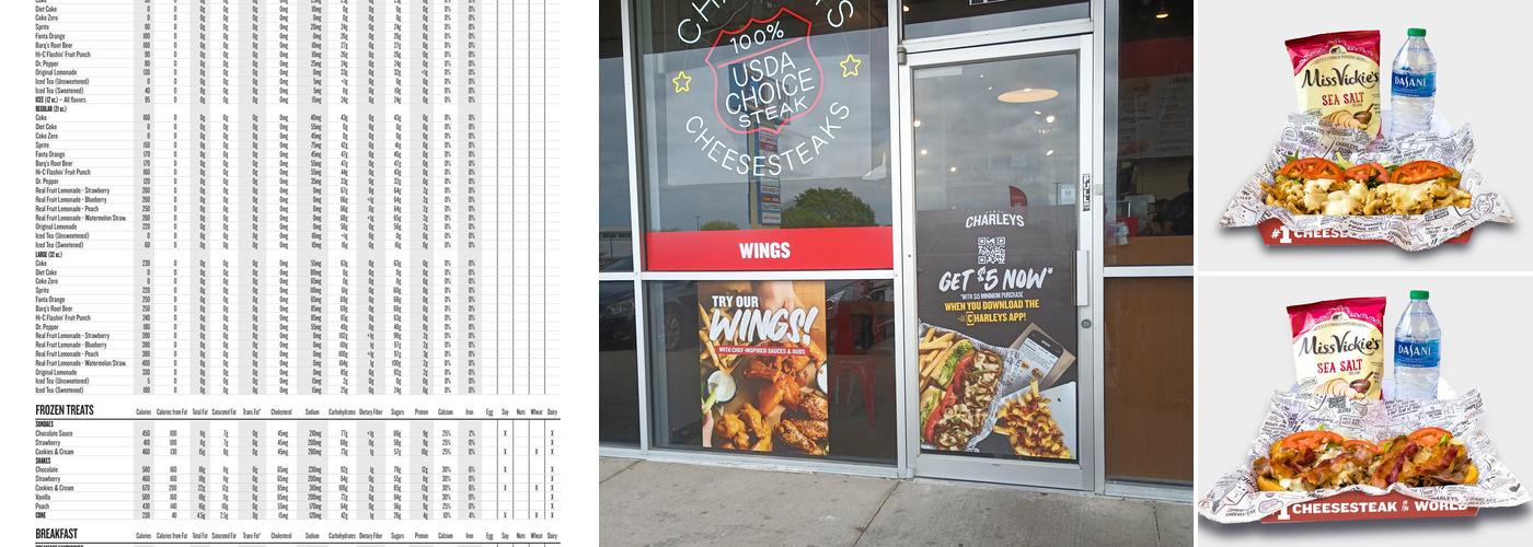 Charley's Cheesesteak and Wings Menu