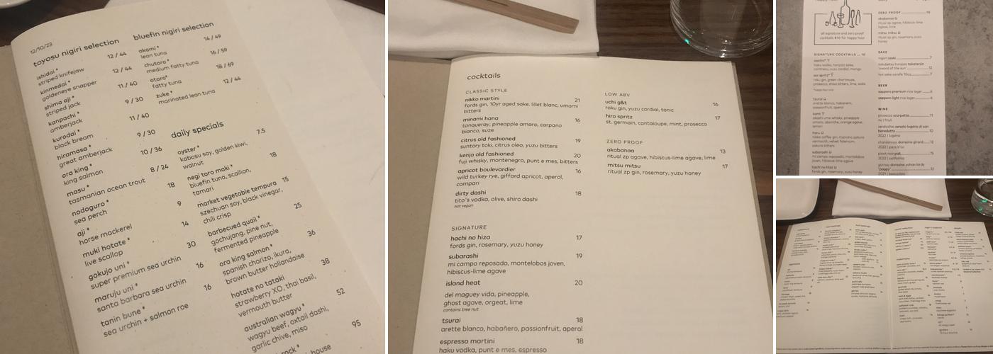 Uchi West Hollywood Menu