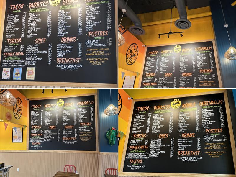 Bandit Taco Menu