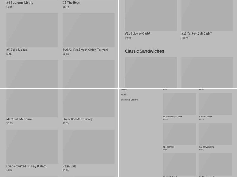Subway Menu