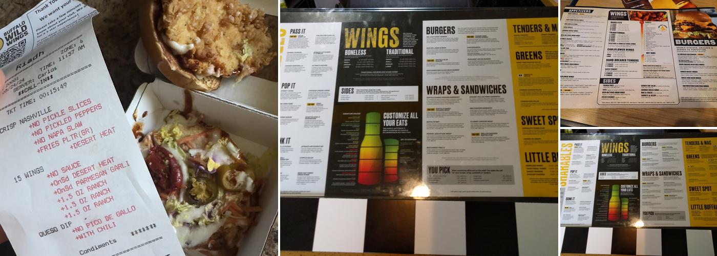 Buffalo Wild Wings Menu