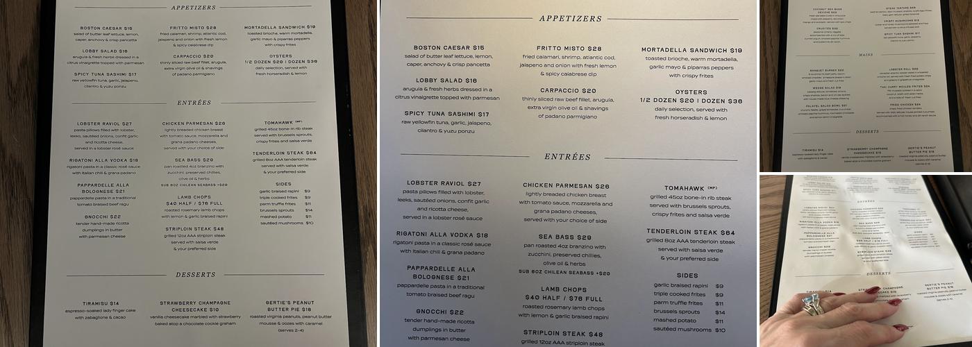 lobby Hamilton Menu