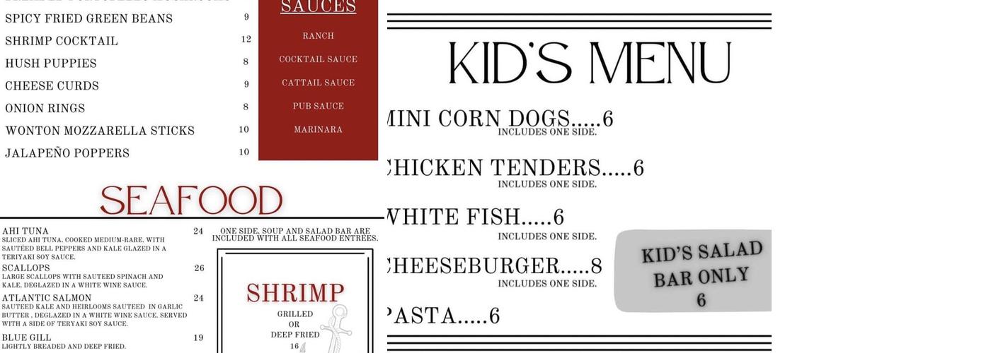 Cattails Supper Club Menu