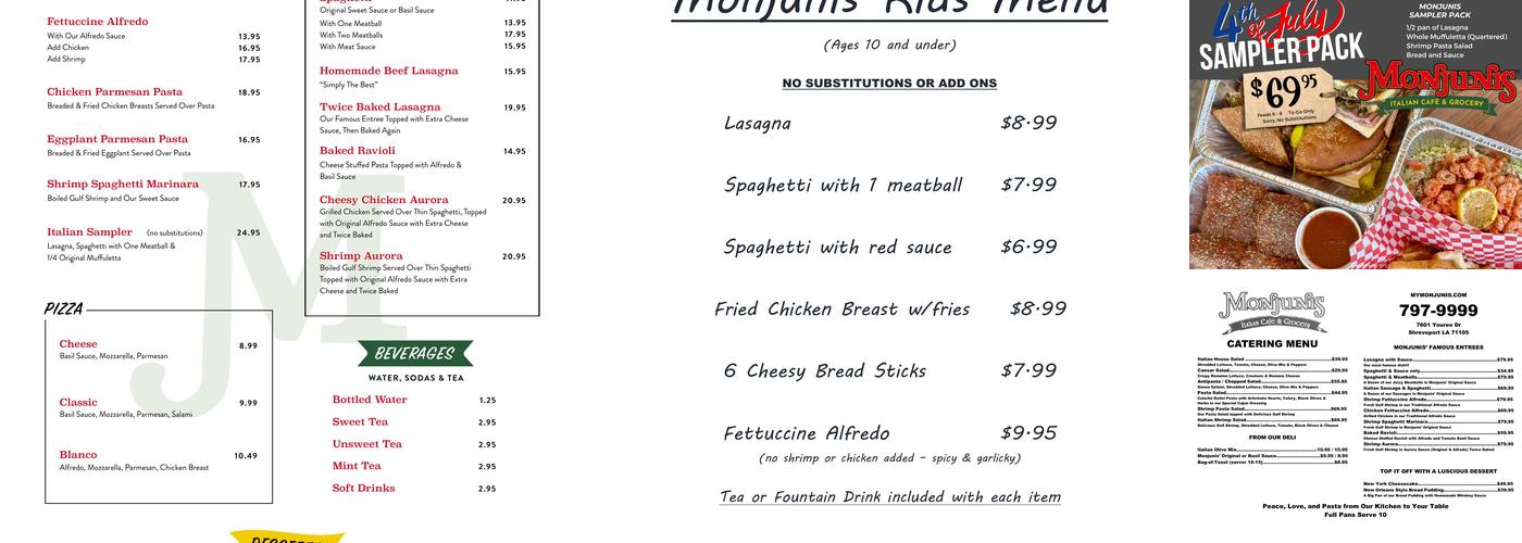 Monjunis Menu