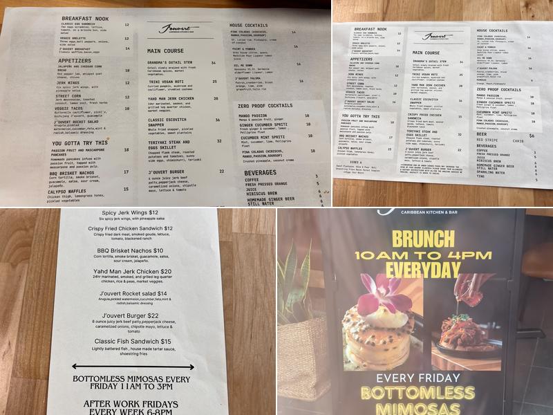 J'ouvert Caribbean Kitchen & Bar Menu