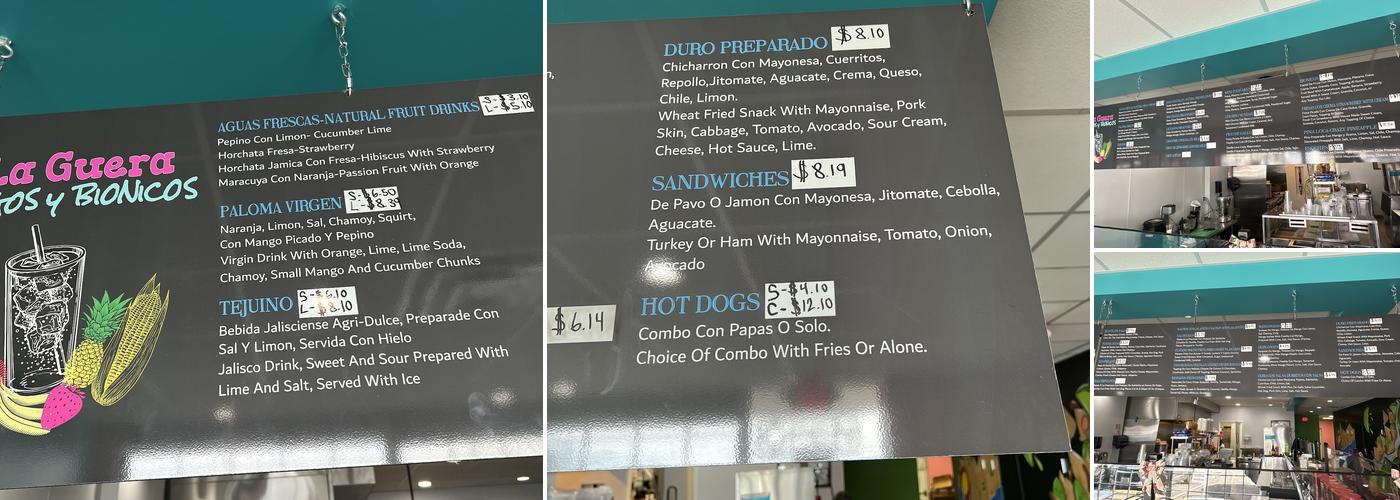 La Güera Jugos & Bionico Menu