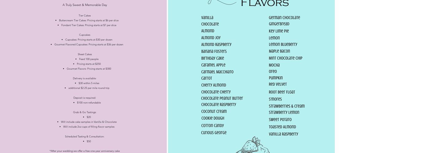 Harvey's sweet Shoppe Menu