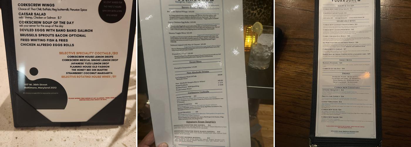 Corkscrew Menu