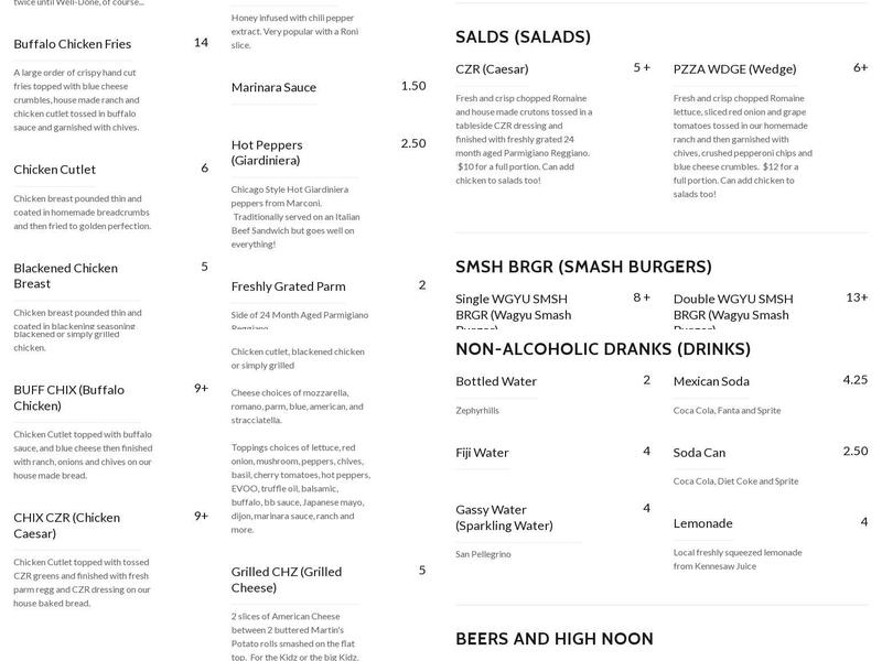 PZZA Menu