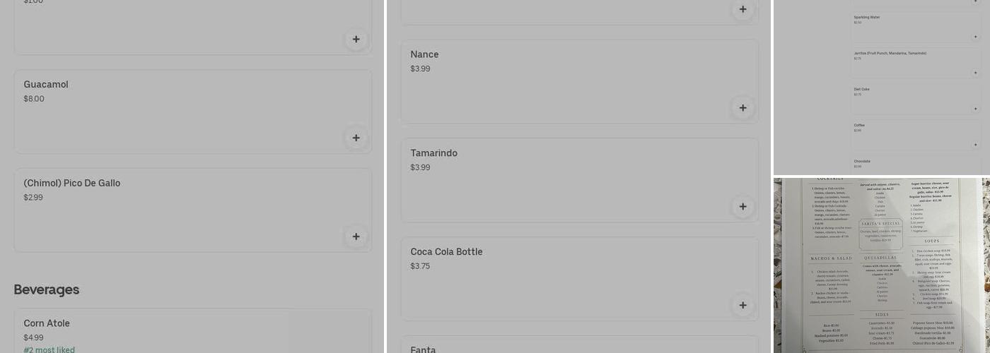 Sarita’s Grill & Beer Menu