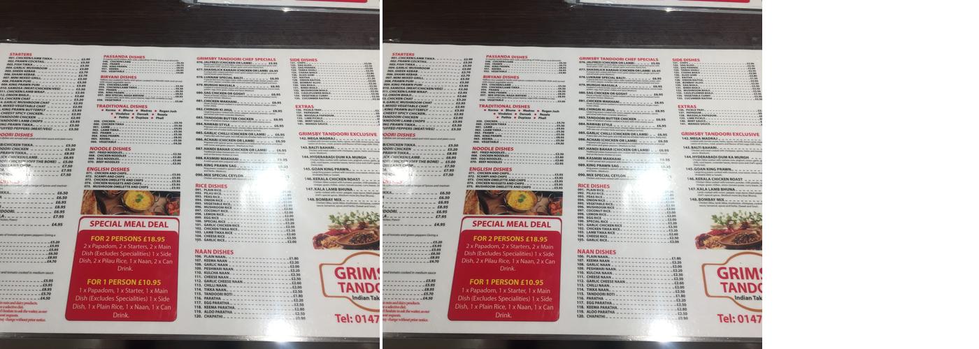 Grimsby Tandoori Menu