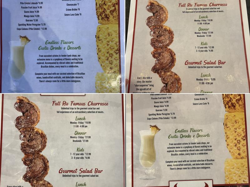 Rio Brazilian Steakhouse Menu