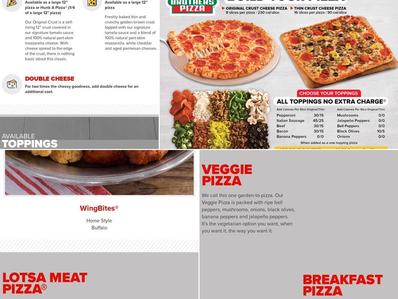 Hunt Brothers Pizza Menu