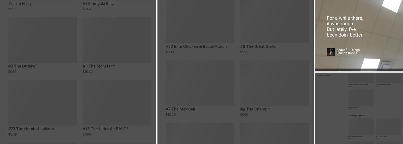 Subway Menu