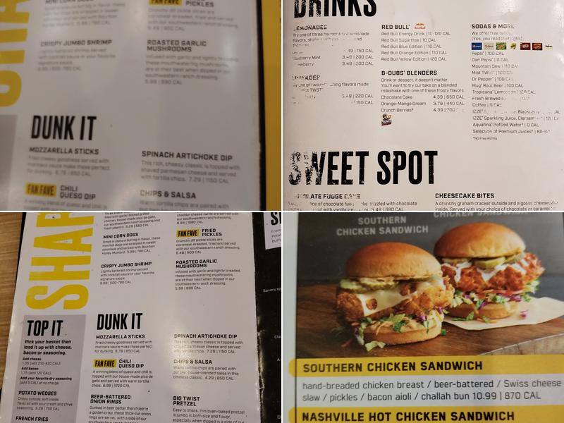 Buffalo Wild Wings Menu