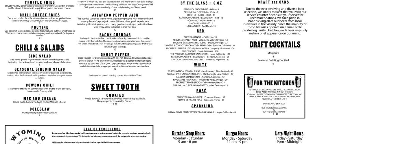 Legacy Butcher and Burger Company Menu