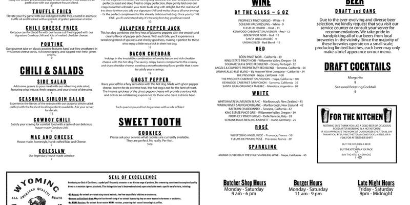 Legacy Butcher and Burger Company Menu