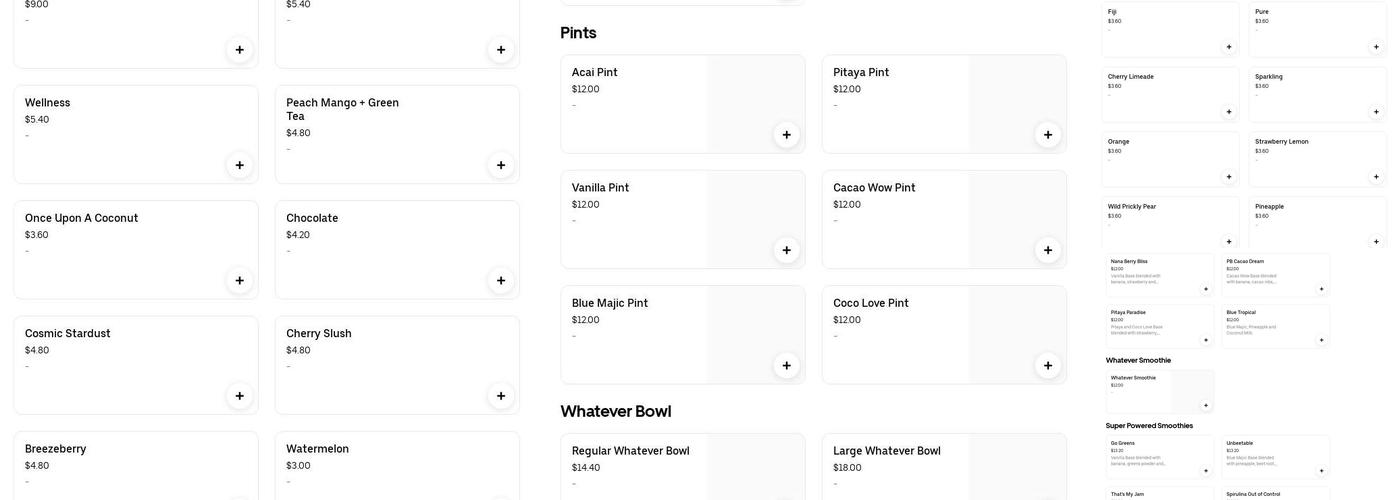 Everbowl Menu