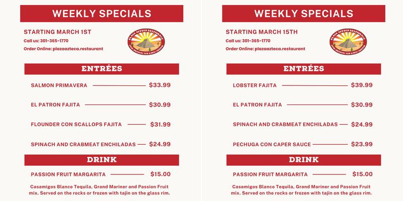 Restaurante Plaza Azteca Menu