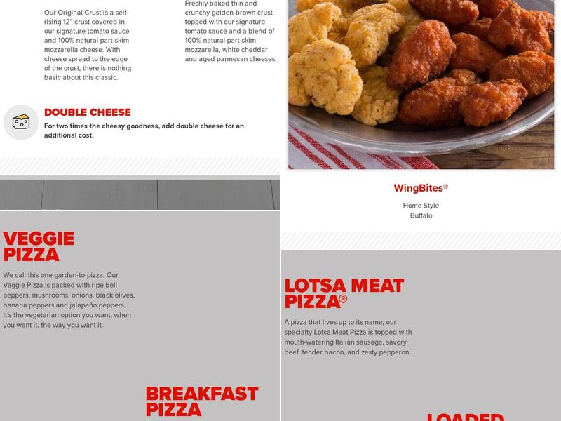 Hunt Brothers Pizza Menu