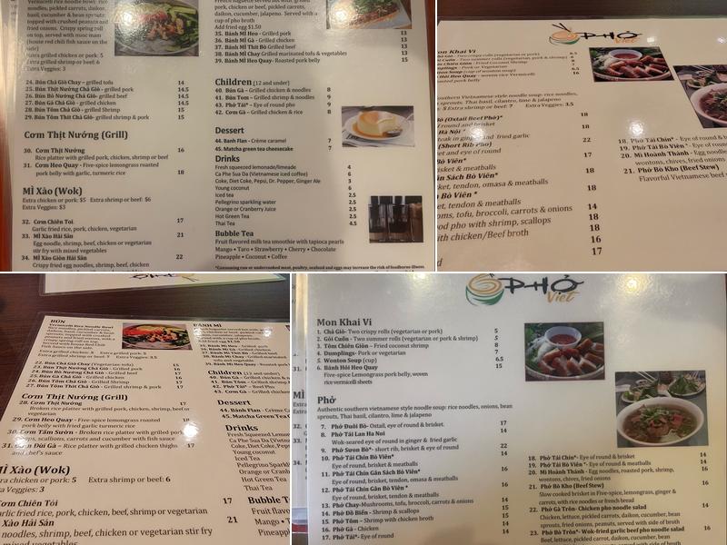 Pho Viet Menu