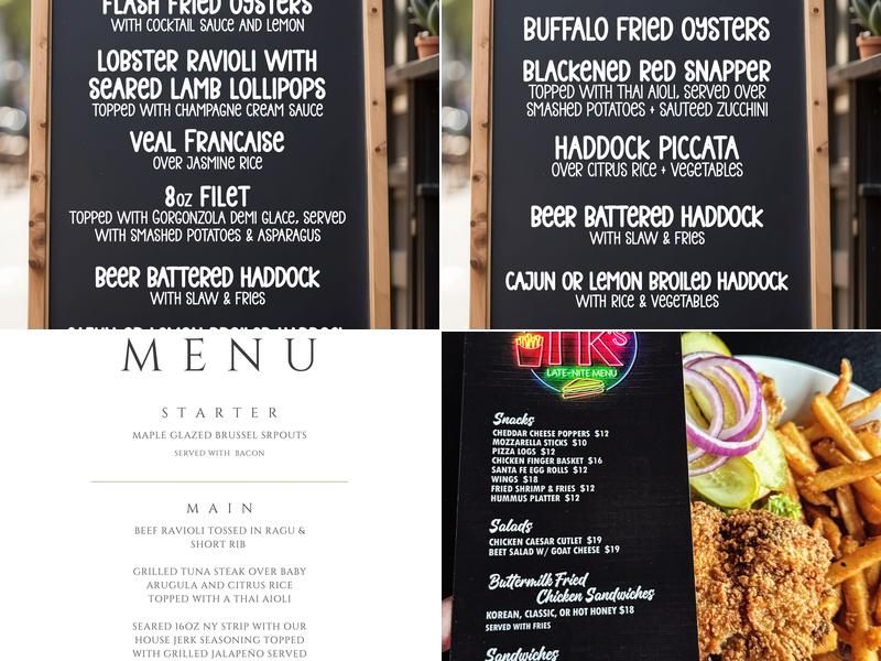 TK's On The Falls Menu