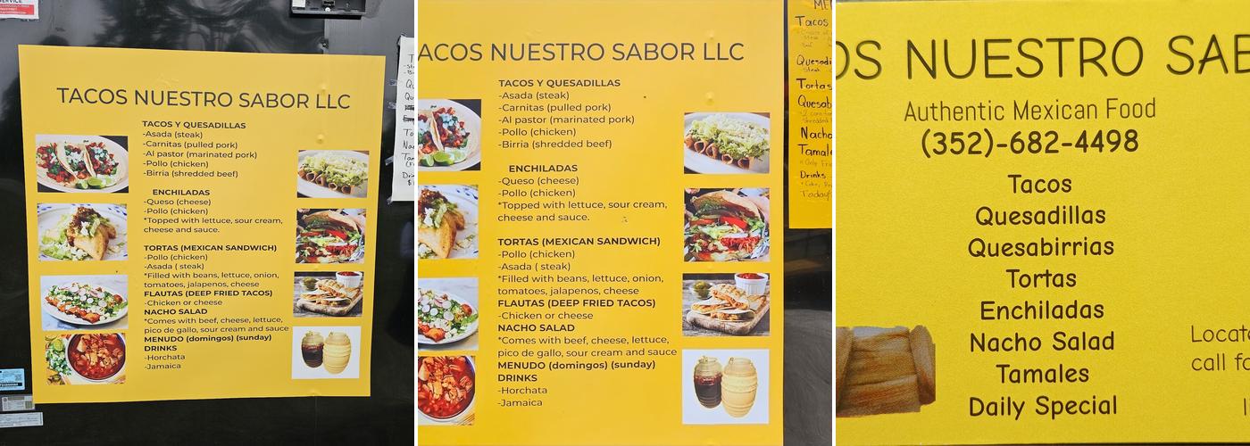 Tacos Nuestro Sabor LLC Menu