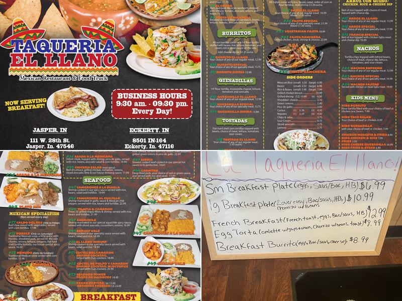 Taqueria El Llano LLC #2 Menu