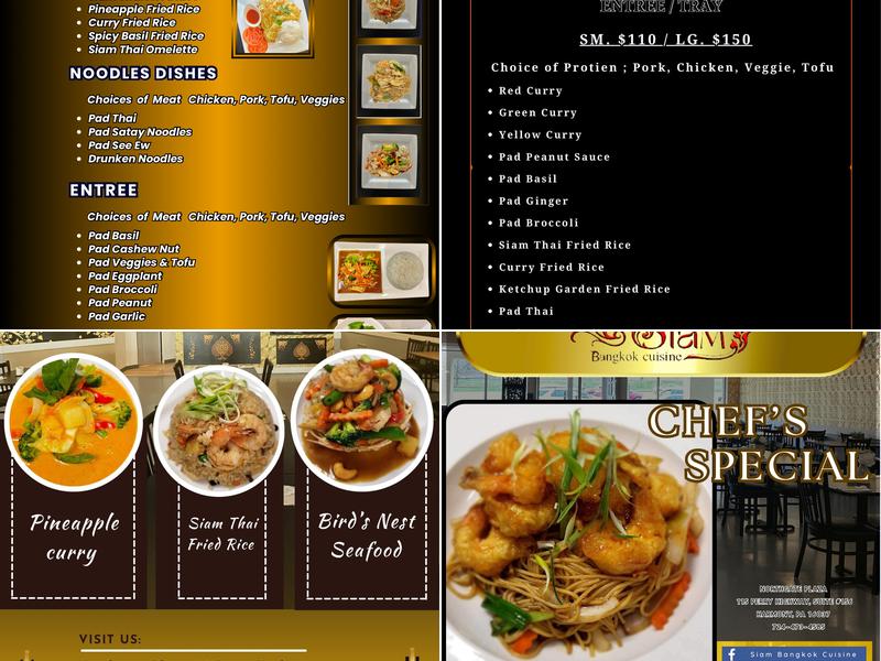 Siam Bangkok Cuisine Menu